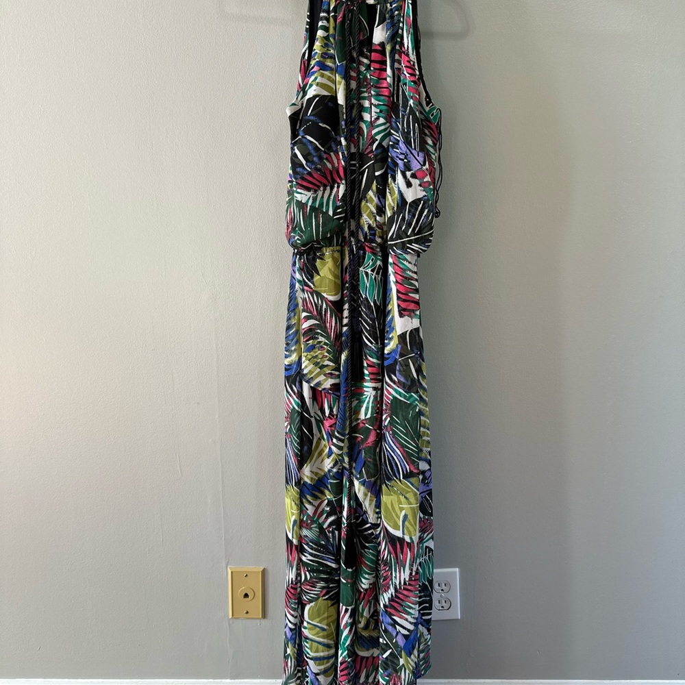 Colorful Tropical Print Maxi Dress